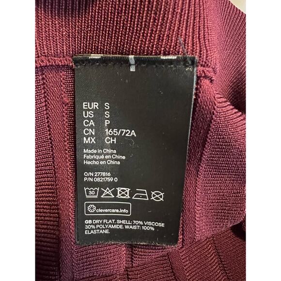 H&M Women's High Rise Pleated Maxi Skirt Pull-On Solid Maroon Burgundy Size S - Picture 7 of 8